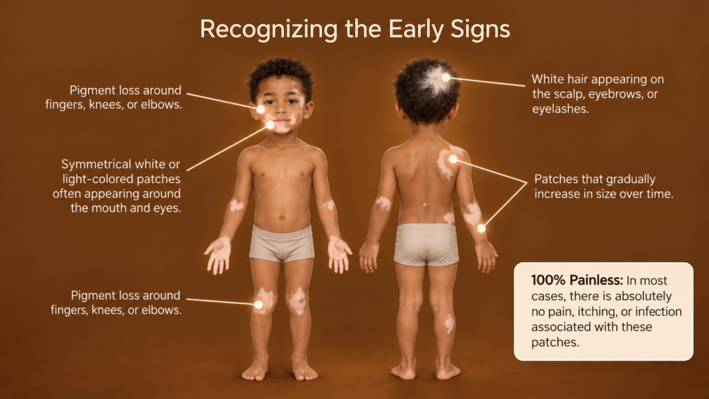 recognize vitiligo in children